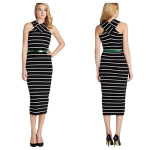 TED BAKER Canna Crossover Midi Dress Sz 2 Black/White